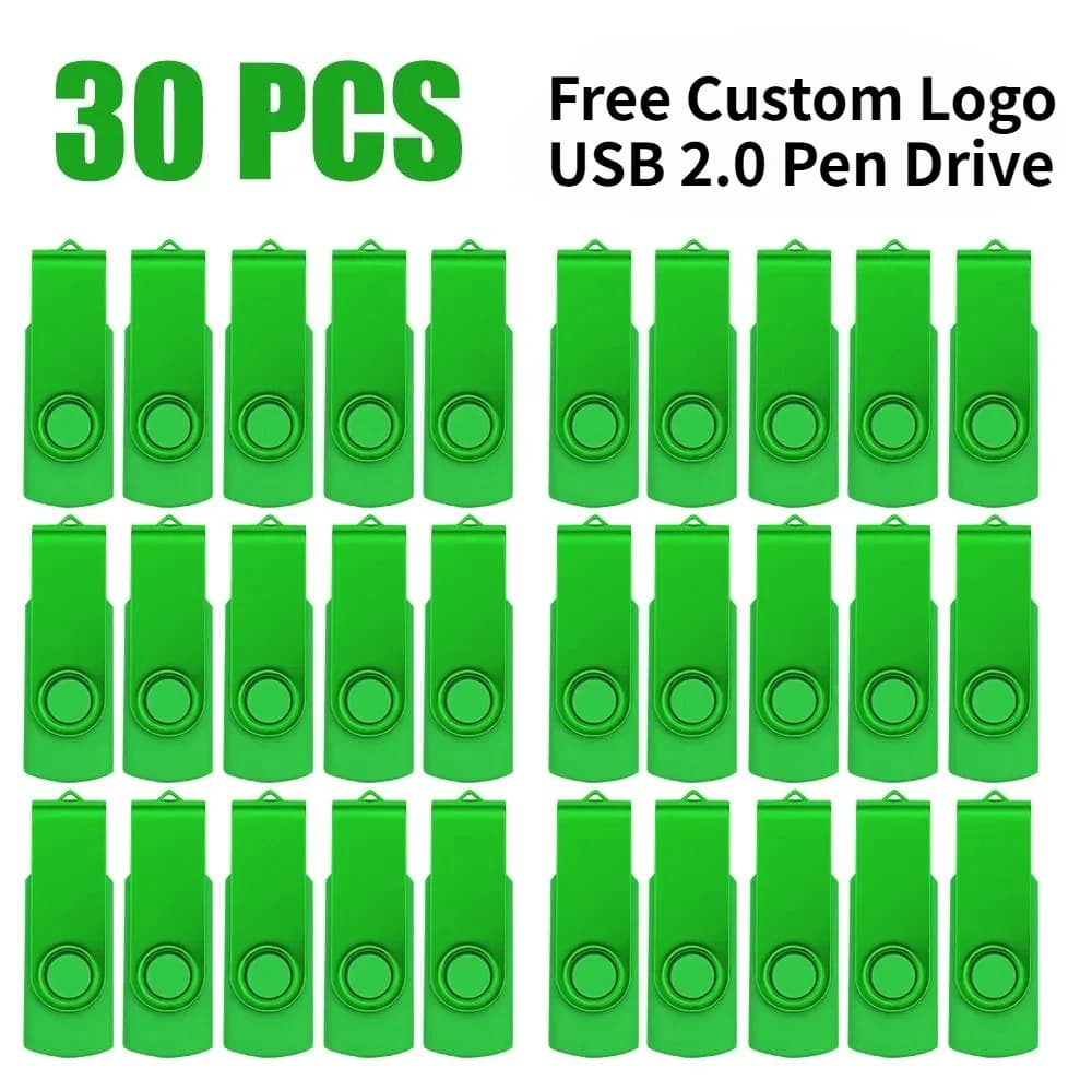 Chiavetta USB in Metallo Personalizzabile con Logo, 30 Pezzi, 32GB 64GB 128GB, Penna USB 2.0, Memoria Flash USB, Chiavetta USB 16GB 8GB 4GB