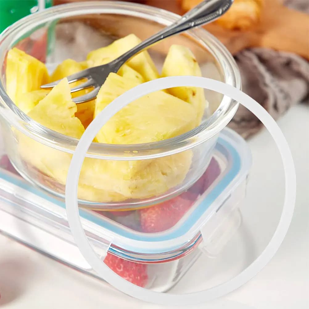 2 Pezzi Anelli di Tenuta in Silicone Regolabili e Riutilizzabili per Contenitori Termici Bento, Guarnizioni Anti-perdita per Scatole Alimentari