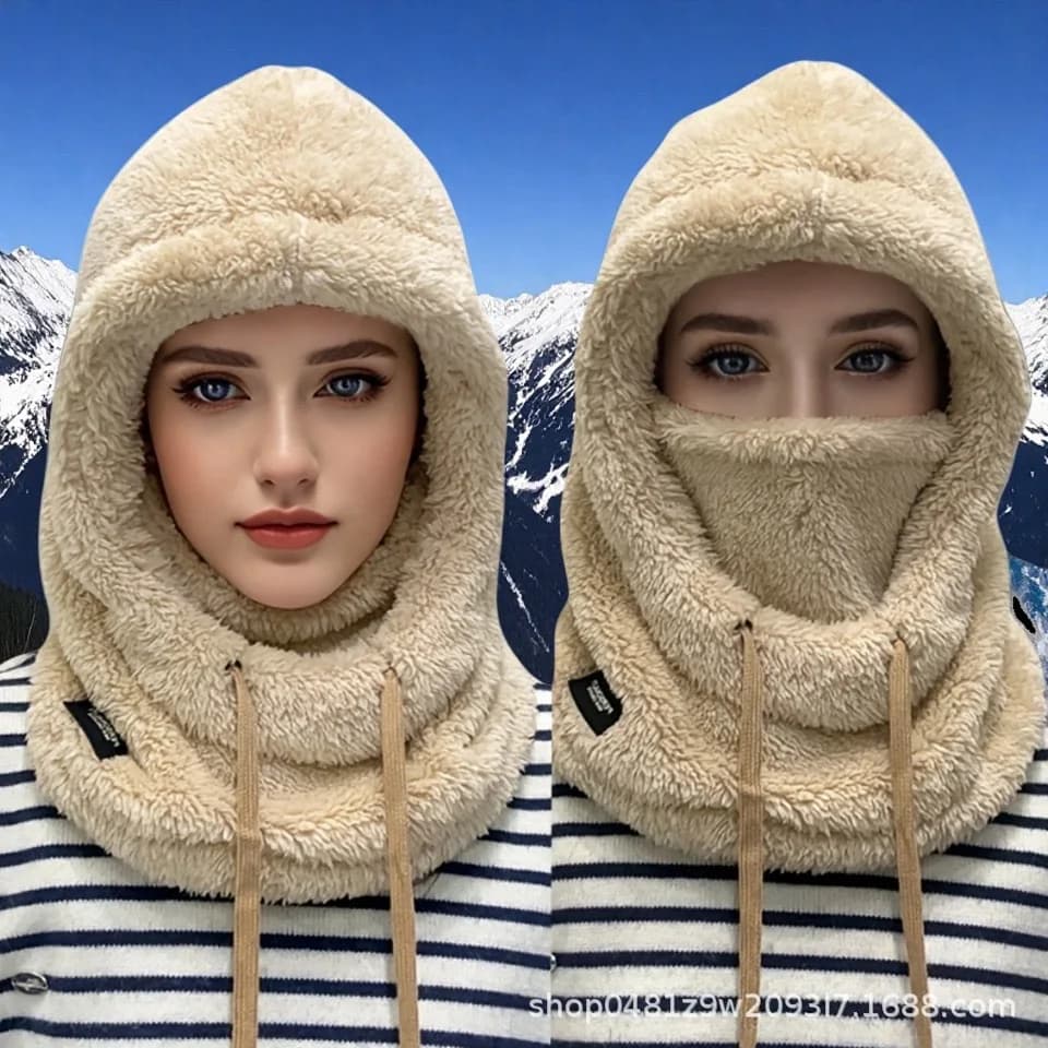 1/2 Pezzo Balaclava Invernale Calda Antivento, Maschera da Sci, Copriviso da Moto, Scaldacollo Regolabile in Pile per Ciclismo