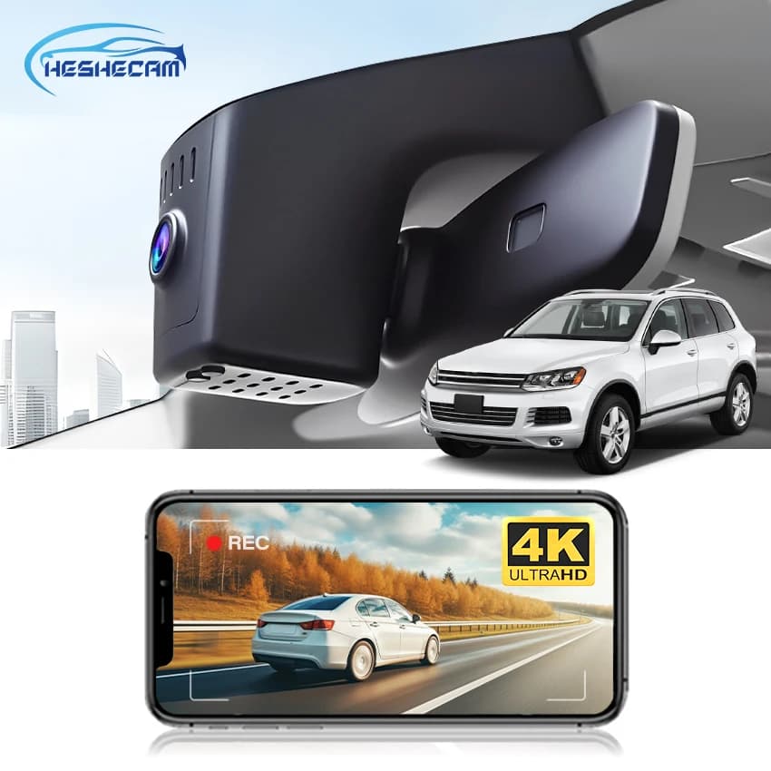 Dash Cam HESHECAM 4K for Volkswagen Touareg 3 (CR7) 2019-2025, DVR Ultra HD with original design, integrated WiFi, loop recording