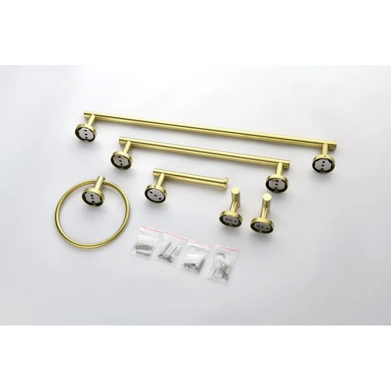 Set di Accessori per Bagno in Oro Spazzolato, Kit di Accessori da Parete in Acciaio Inox SUS304 con Portasciugamani, Portarotolo e Ganci Appendiabiti