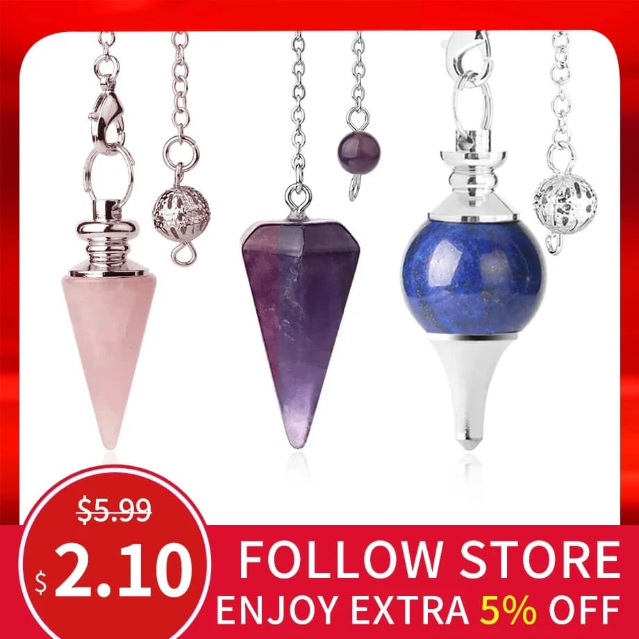 CSJA Penduli di Pietra Naturale per Dowsing Fortune Telling Ciondolo Divinazione Pendolo di Cristallo Scrying Dowser Pendulo Pendule G844