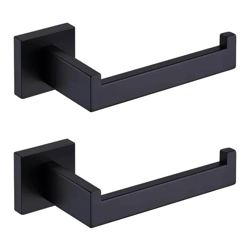 Matte Black Toilet Paper Holder SUS304 Stainless Steel Wall Mount Square Modern Bathroom Kitchen Roll Dispenser