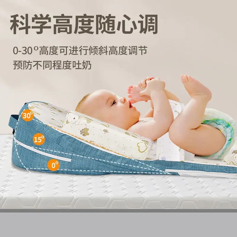 Cuscino Inclinato Anti-Riflusso per Neonati, Protezione Spinale, Cuscino Allattamento Regolabile, Cuscino per Lettino