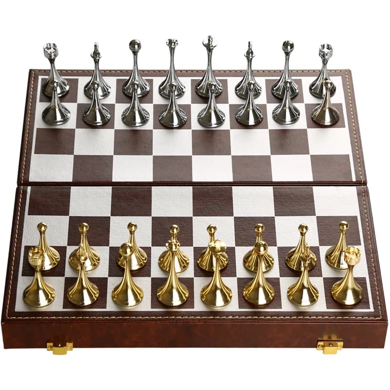 Set portaoggetti in pelle di fascia alta pieghevole magnetica per scacchi