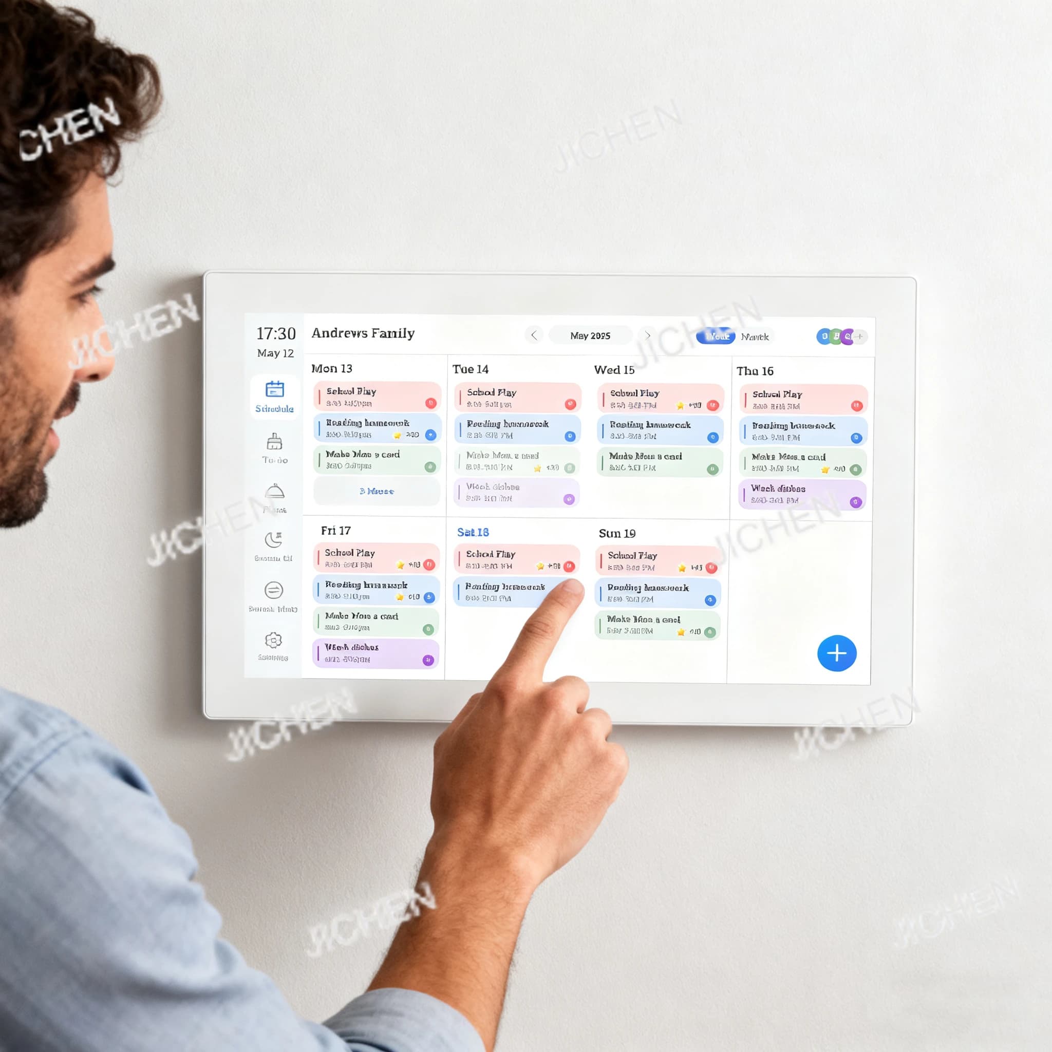 Cornice per foto digitale wireless JC da 15,6 pollici con calendario Smart Home touchscreen IPS, tramite app