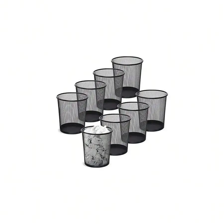 8 Pack Mesh Trash Can Round Waste Basket Open Top Lightweight Garbage Bin For Office Home Black