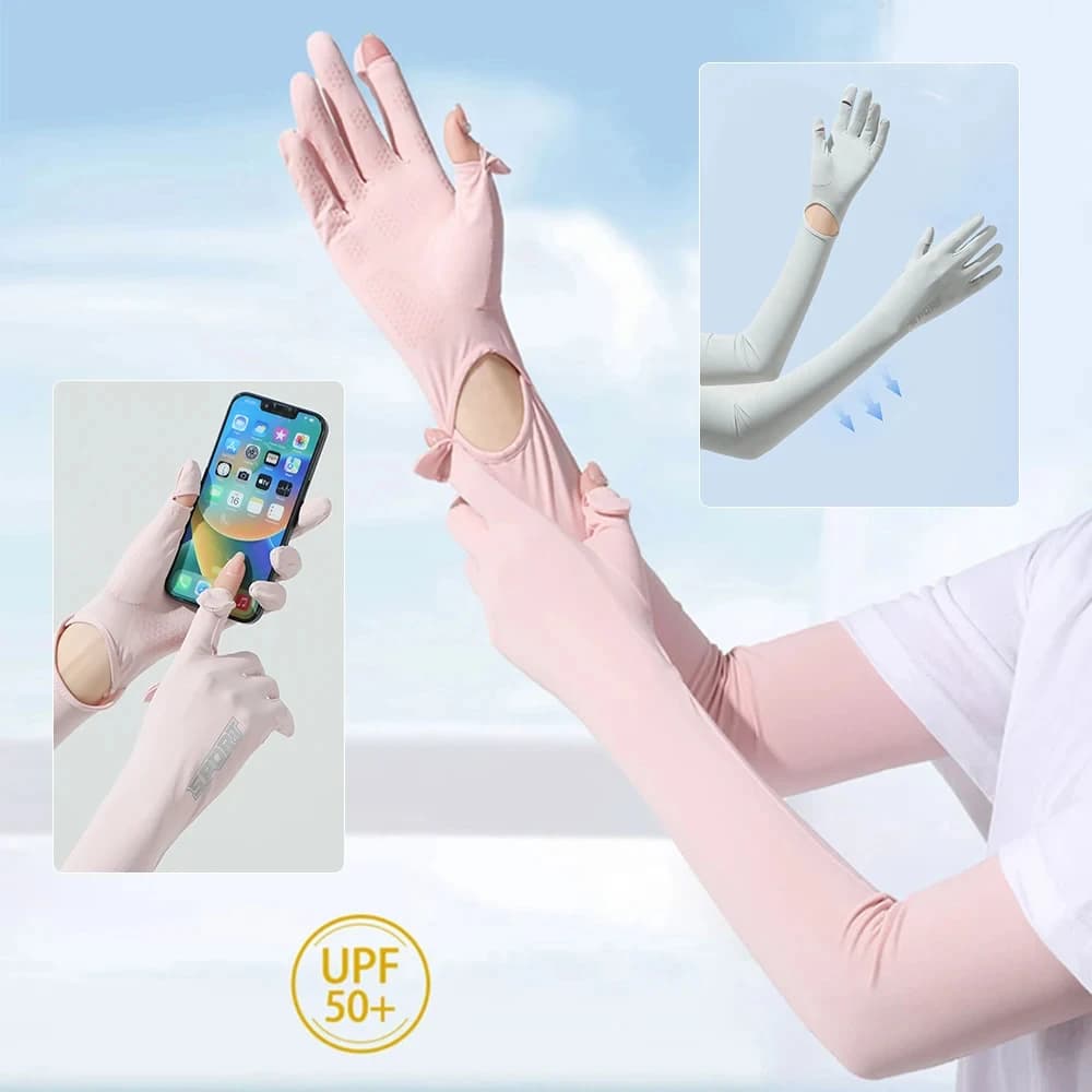 1 paio di maniche in seta di ghiaccio protezione solare polsino maniche antiscivolo estate uomo donna guanti Outdoor Riding Uv Sun Protect asciugatura rapida