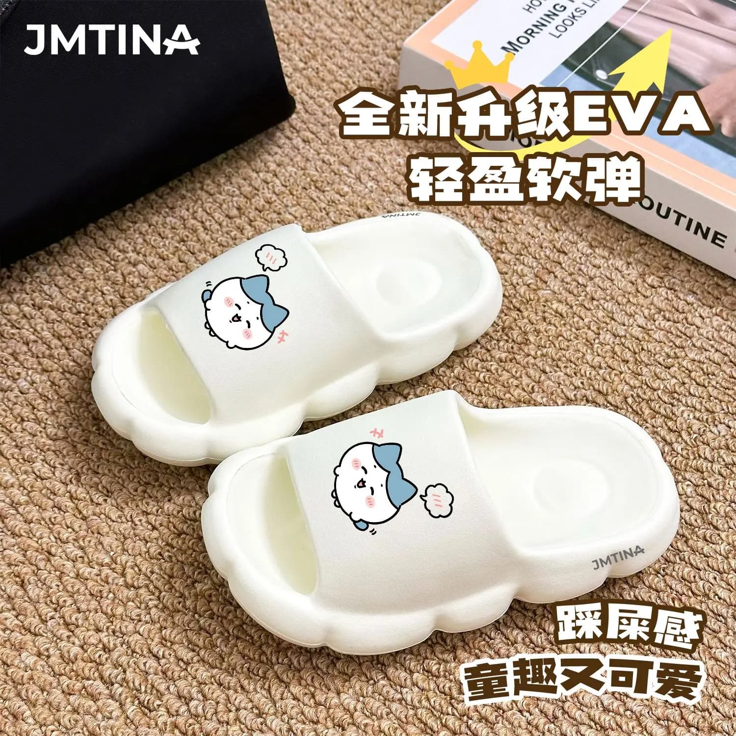 Anime Chiikawa Hachiware Women Summer Cool Slippers Soft Eva Cartoon Anti-Skid Indoor Slippers Usagi Student Boy Girl Beach Shoe