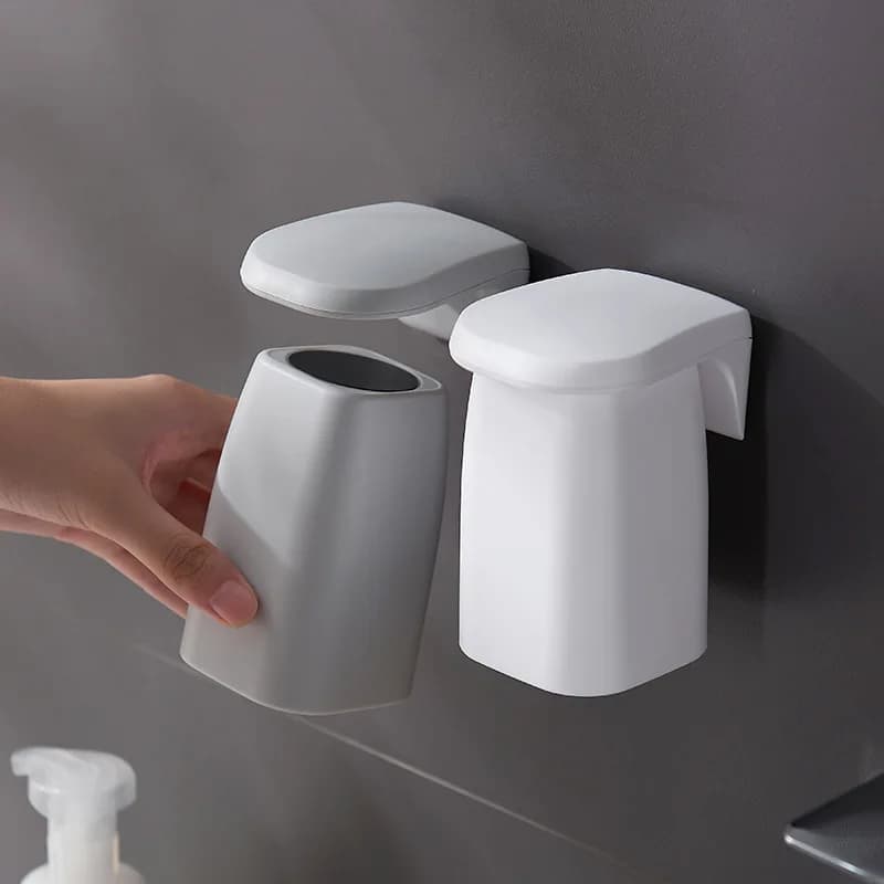 Tazza per collutorio con aspirazione magnetica, portaspazzolino a parete, tazza per spazzolatura, tazza per lavare, semplice set per coppie domestiche, cilindro dentale