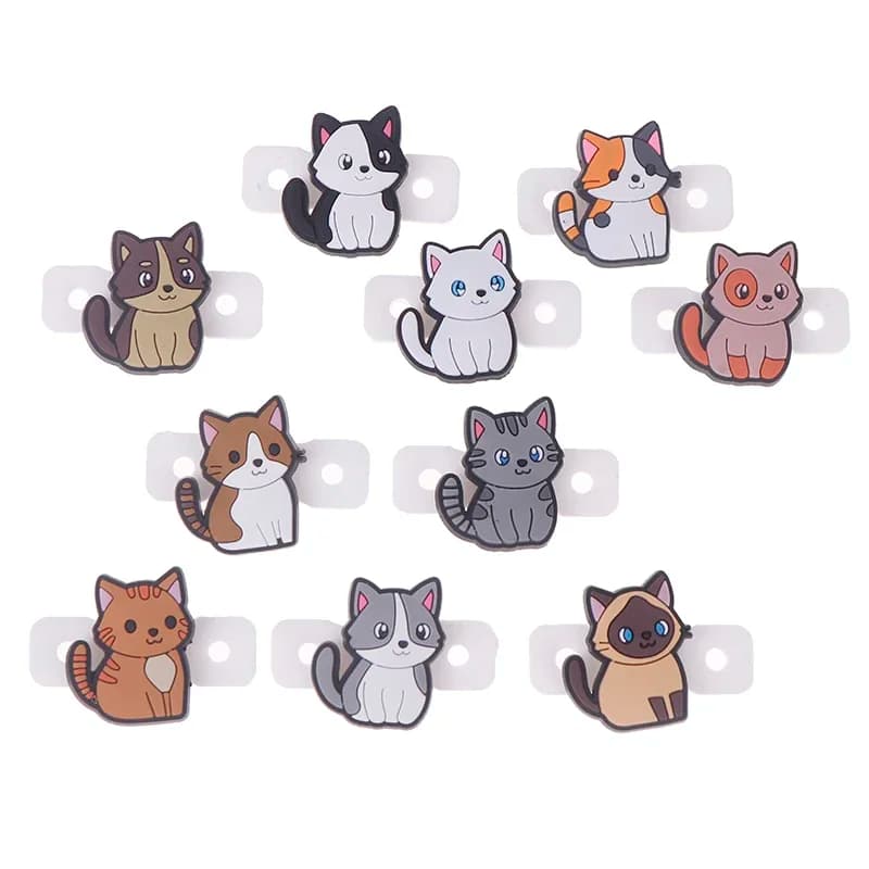 6 pieces cute cartoon various cats tennis rack silicone shock absorber to reduce the vibration shock absorbers of the tennis rack