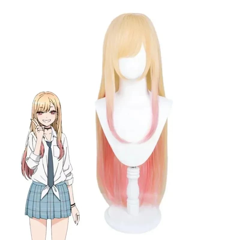 My Dress-Up Darling Marin Kitagawa Cosplay Ombre Rosa Oro Sintetico Lungo Rettilineo Comic-Con Coser Parrucca Dais;3'c,5.y;8'v,