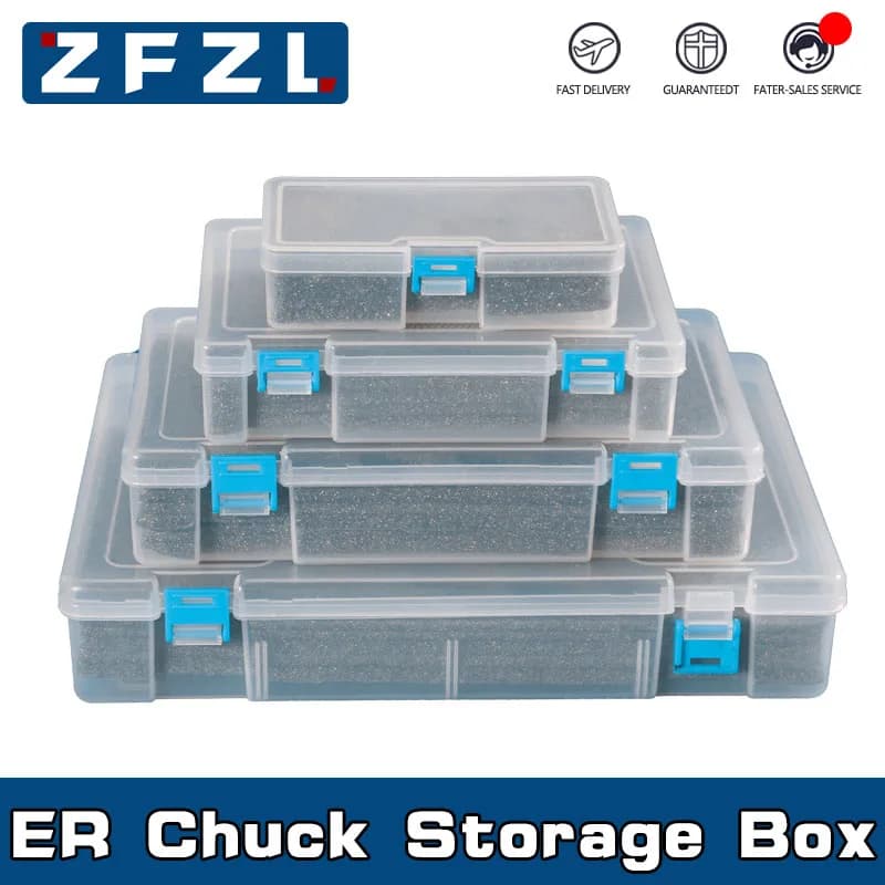 1PC ER11 ER16 ER20 ER25 ER32 ER40 box holders with clamp ER chuck spring box plastic holders for CNC machining center