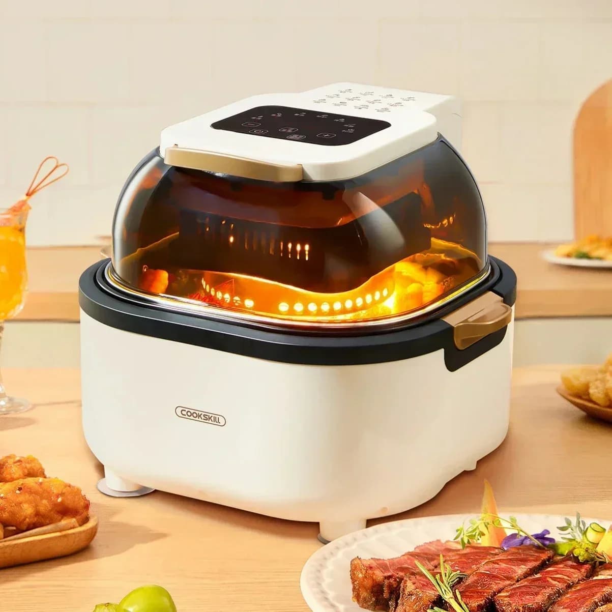 Friggitrice ad aria Kitchen Technology: casa integrata. Frittura a basso contenuto di grassi leggeri. Forno Elettrico Multifunzione.