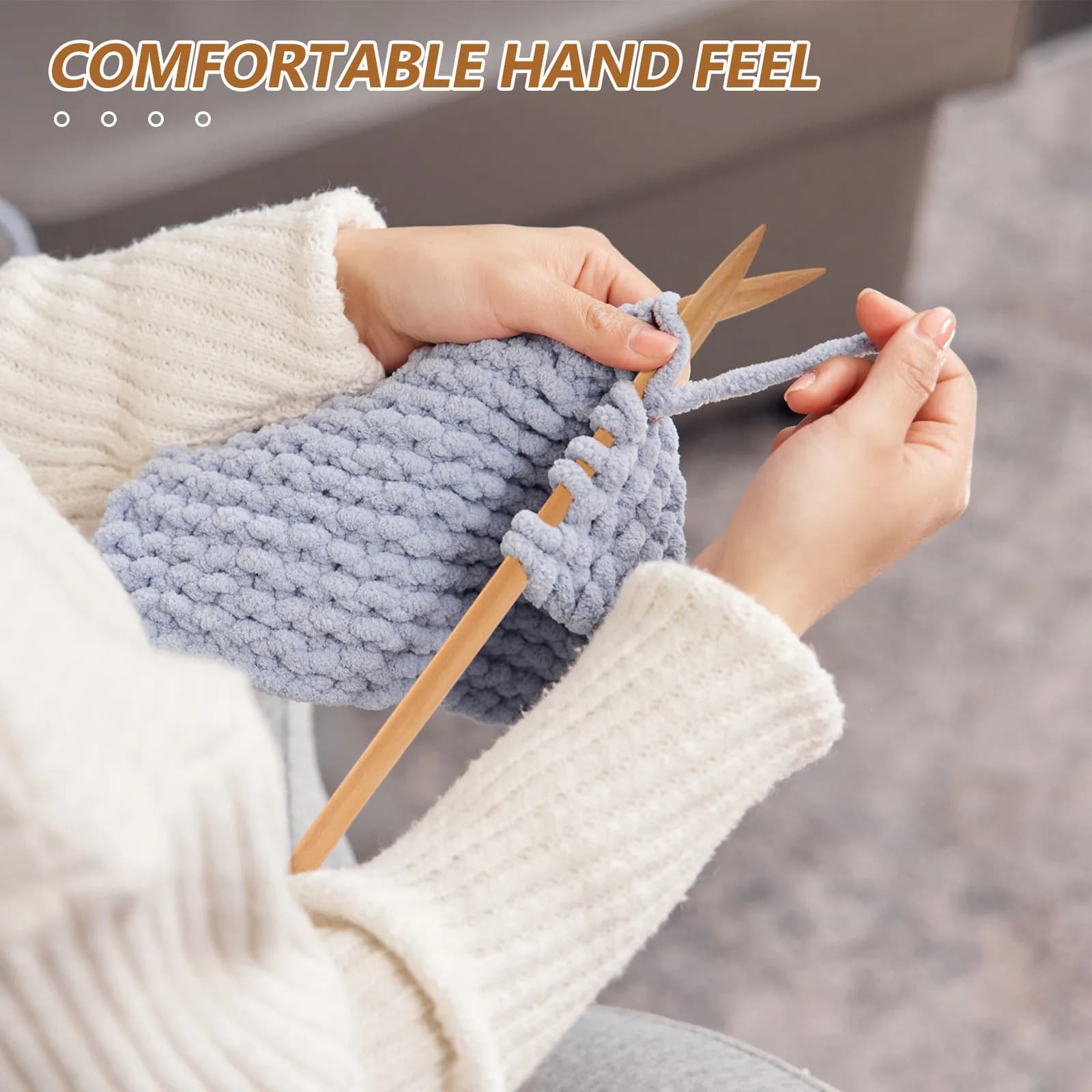 Set di 6 Ferri da Maglia in Legno Extra-Large da 35 Cm per Filati Spessi, Ideali per Coperte, Sciarpe, Maglioni, Progetti Fai-da-Te per Principianti