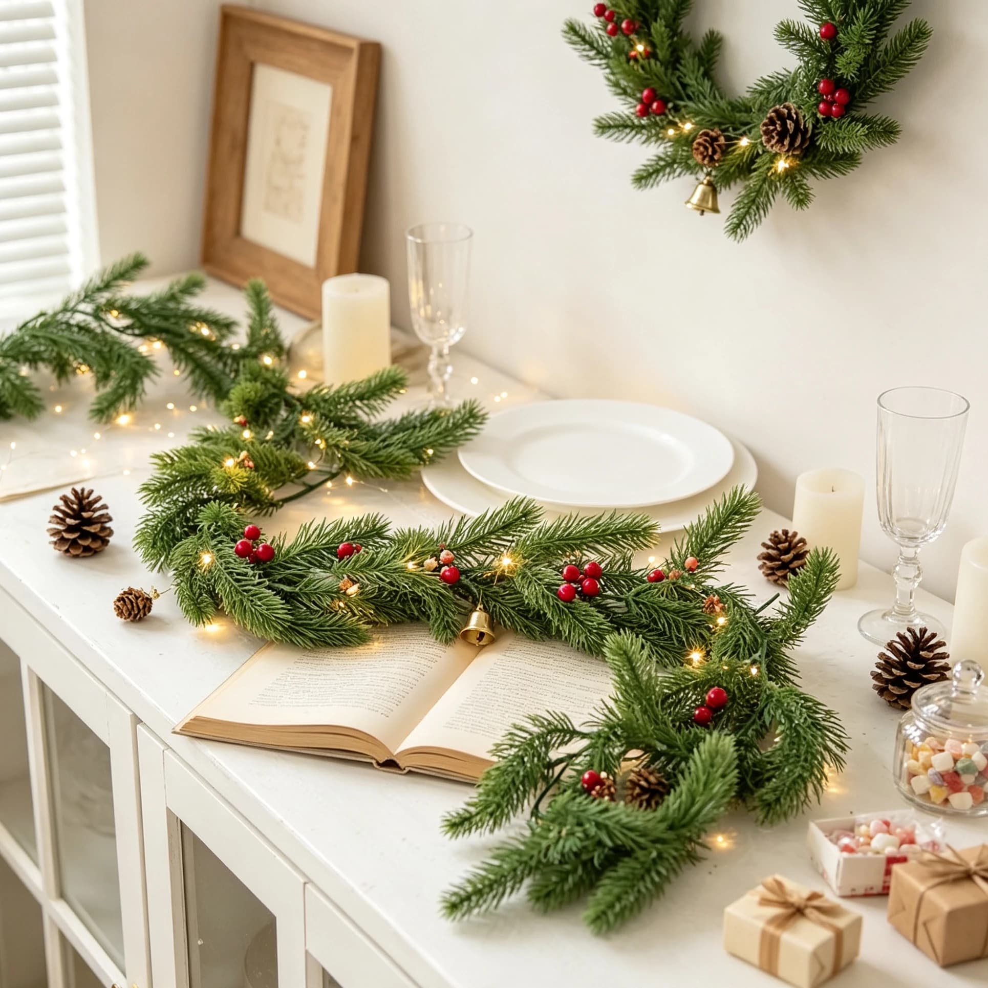 72 mesh Pine Leaves Artificial Plants Christmas Tree Decora Grass Vine Skewers Hanging Outdoor Garden Home Wedding High Quality
