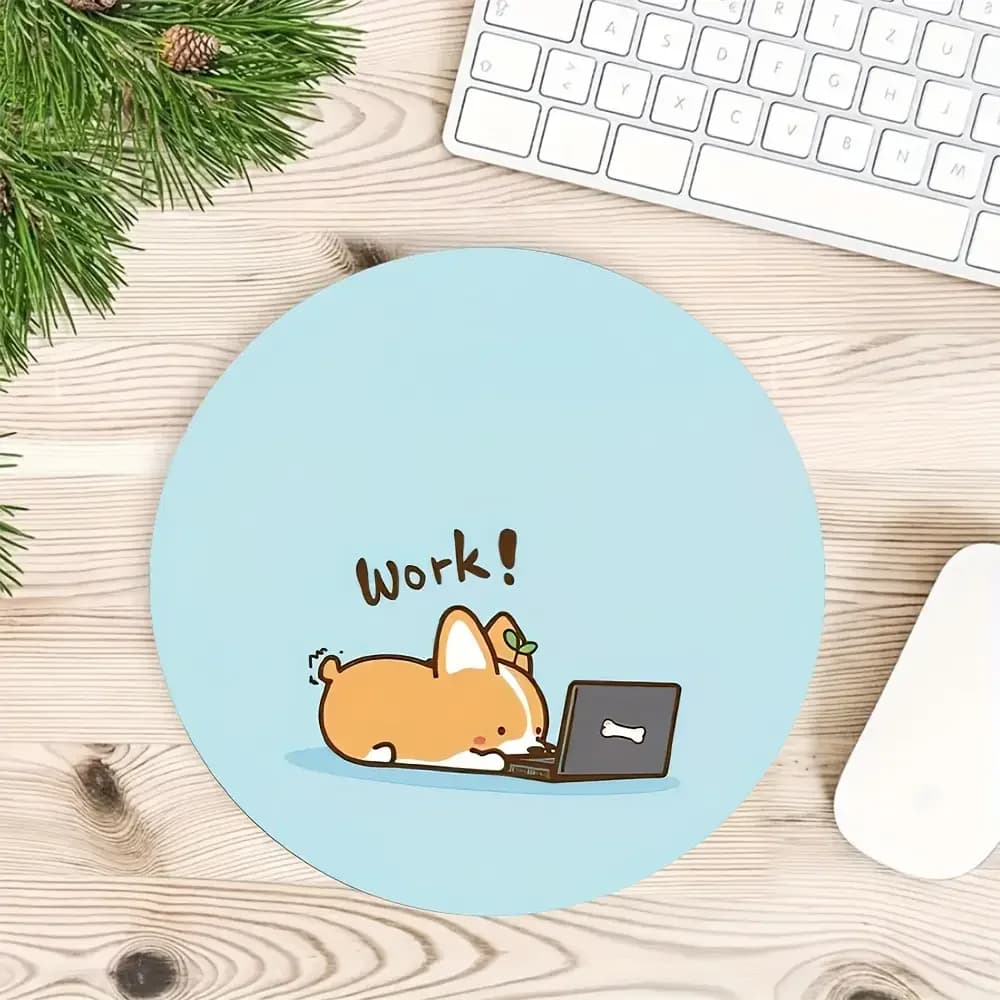 Simpatico cucciolo Corgi Mouse Pad Rotondo Computer Ufficio Tappetini da gioco Tappetini da tavolo XS Gomma antiscivolo HD Tastiera da gioco Tappetini per mouse Tappetino da scrivania morbido
