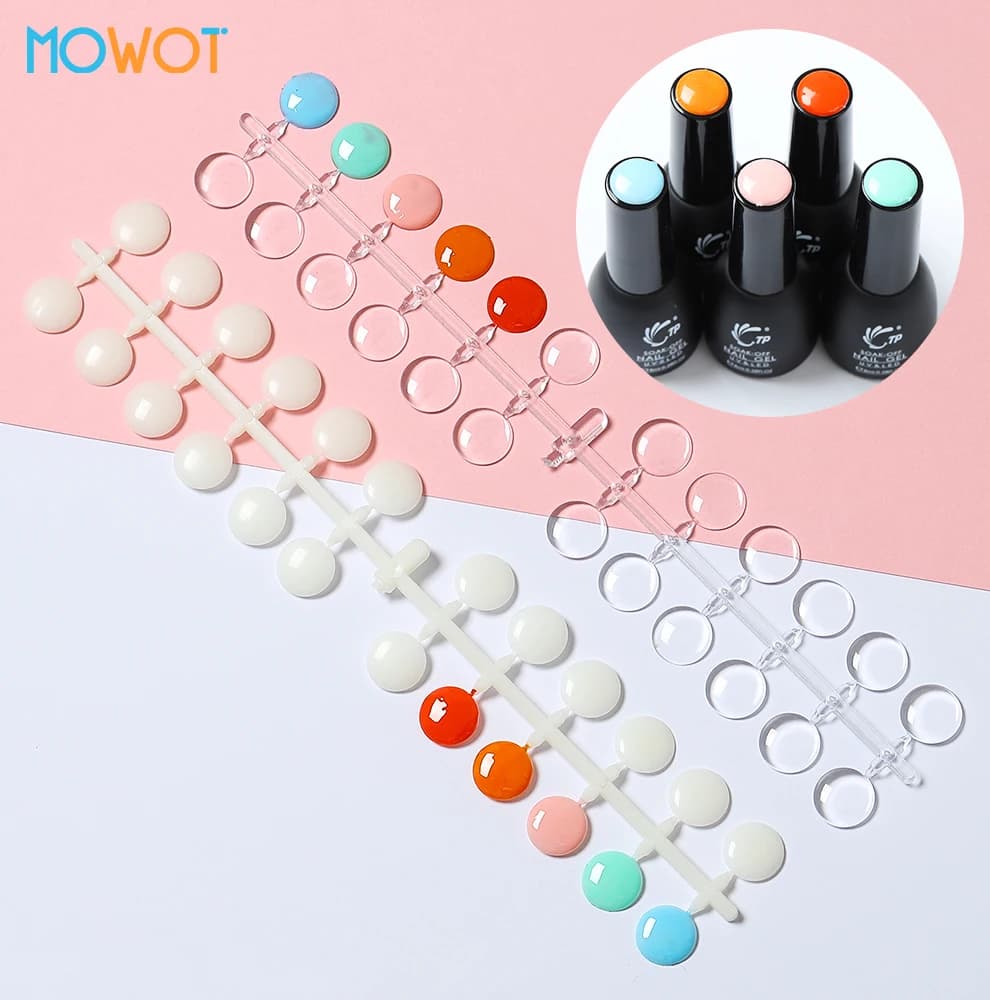MOWOT 120 pcs Enamel display with stickers Color table for nails UV acrylic Gel Nail Polish Capsula Sample Colorful paper with back plate