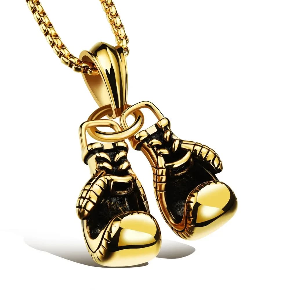 Men's chain necklace Hiphop Fantastic male jewelry Fitness sports jewelry Necklace with double pendant boxing glove