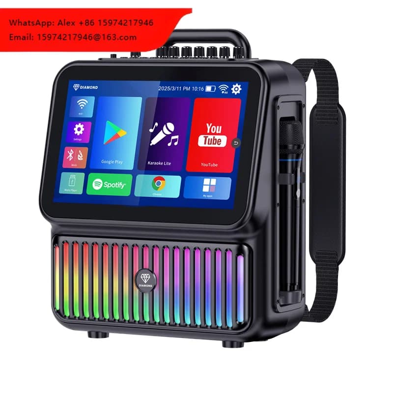 Karaoke Machine With 13.3" Touch Screen, Professional Karaoke System, Wireless Party Speaker 2 Wireless Microphone,Home Outdoor