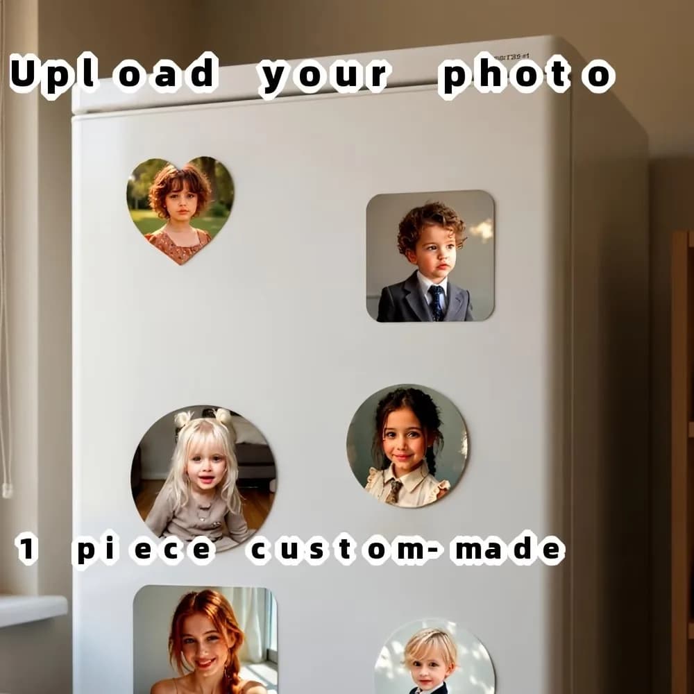 Photo Fridge Magnet - Custom Photo Frame with Heart/Circle/Rectangle Cutouts, Upload Your Own Pictures, Multi-Picture Display