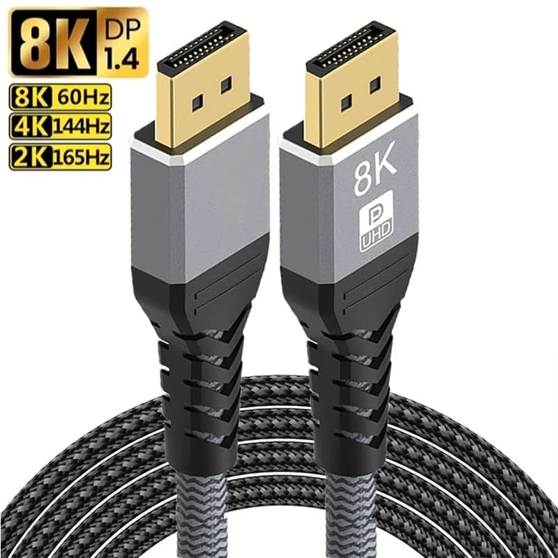 Displayport Cable DP1.4 Display Port Nylon-Braided Cable 2K 240Hz 4K 144Hz 8K 60Hz For PC Laptop TV Projector Audio Video Cable