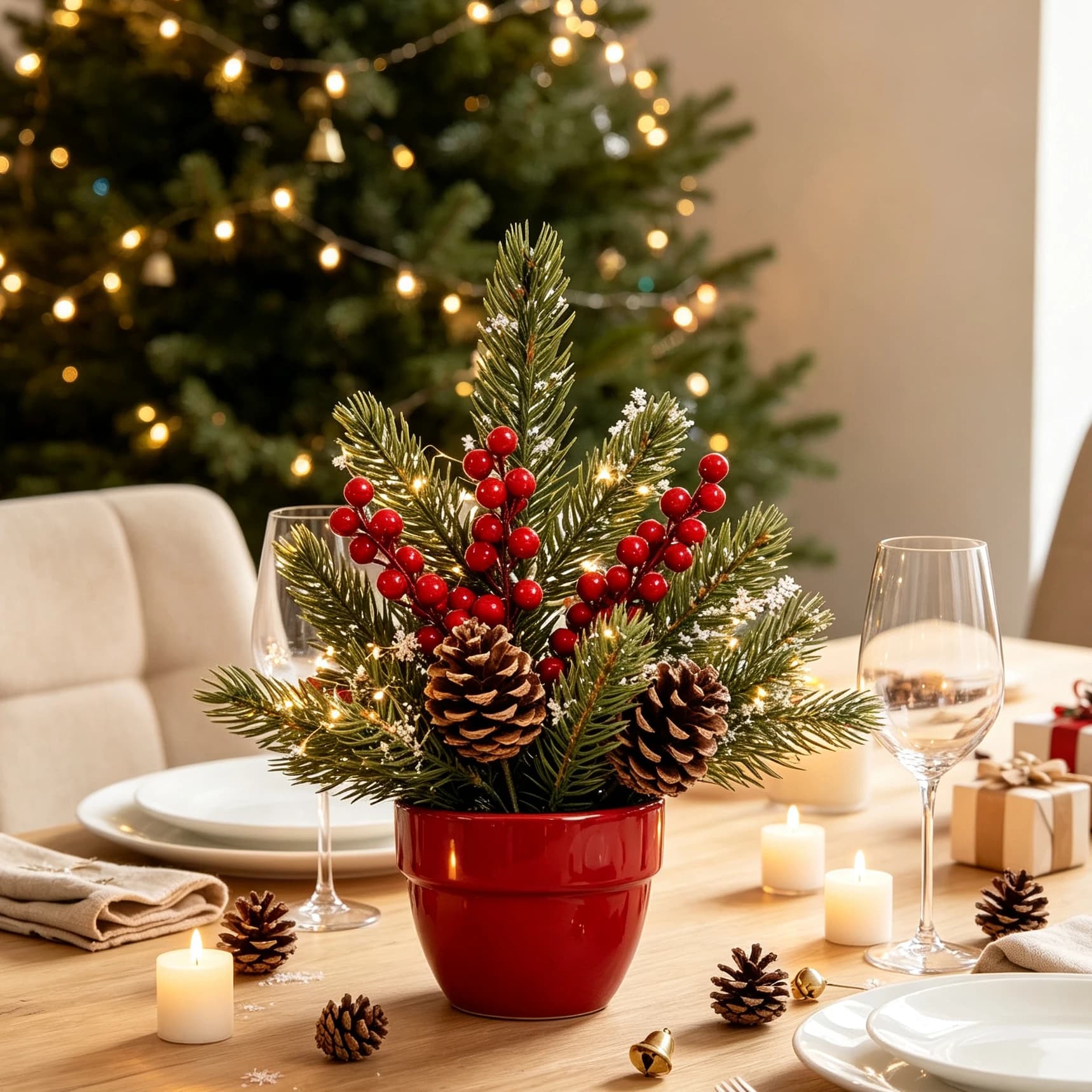 20/40Pcs Artificial Plants Christmas Tree Home Decoration Arrangement Outdoor Yard Garden Accessories DIY Gift Box Products Vase