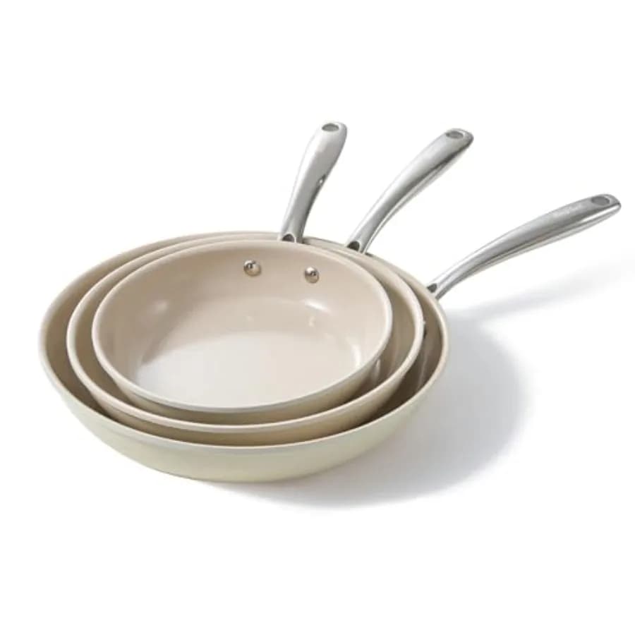 Set di Padelle Antiaderenti, Padelle in Ceramica, Pentole Non Tossiche per Cucinare, Set di Padelle in Ceramica da 8, 9.5, 11 Pollici Senza PFAS e PTFE