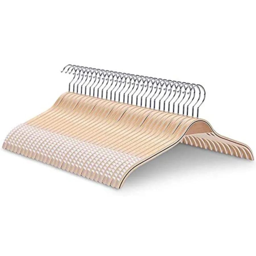 Grucce in legno leggere antiscivolo - Grucce in legno resistenti con strisce morbide per canotte, giacche, vestiti, maglioni