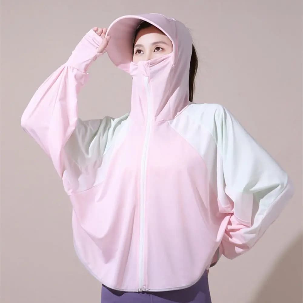 Felpe con Protezione Solare, Abbigliamento Patchwork a Maniche Lunghe, Cappotti per Protezione Solare Outdoor, Scialle Anti-UV, Abbigliamento Protettivo