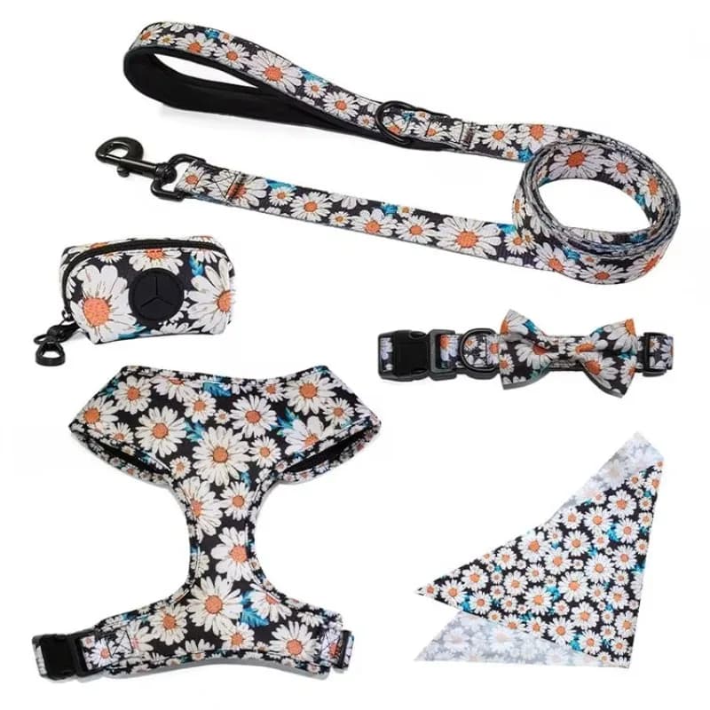 Adjustable Designer Training Print Lead Cat Traction Rope Strap Harness Pet Collars Set Dog Leash
