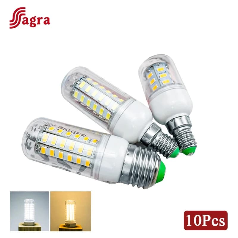 10PCS LED Candle Light Bulbs E27/E14 220V 24-72 LEDs 5730 SMD Chandelier Lighting Replacement Lamps for Chandeliers