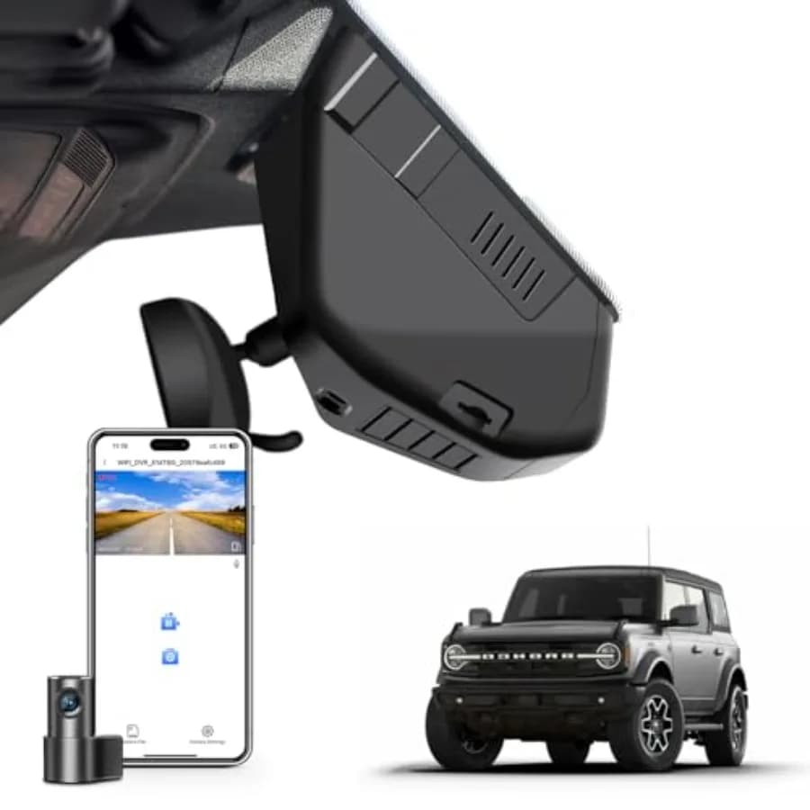Front 4K Rear 1080 Dash Cam for Ford Bronco 20212026 Model A,Not for Bronco Sport, WiFi/App/GPS, Black, High-Durability ABS Hou