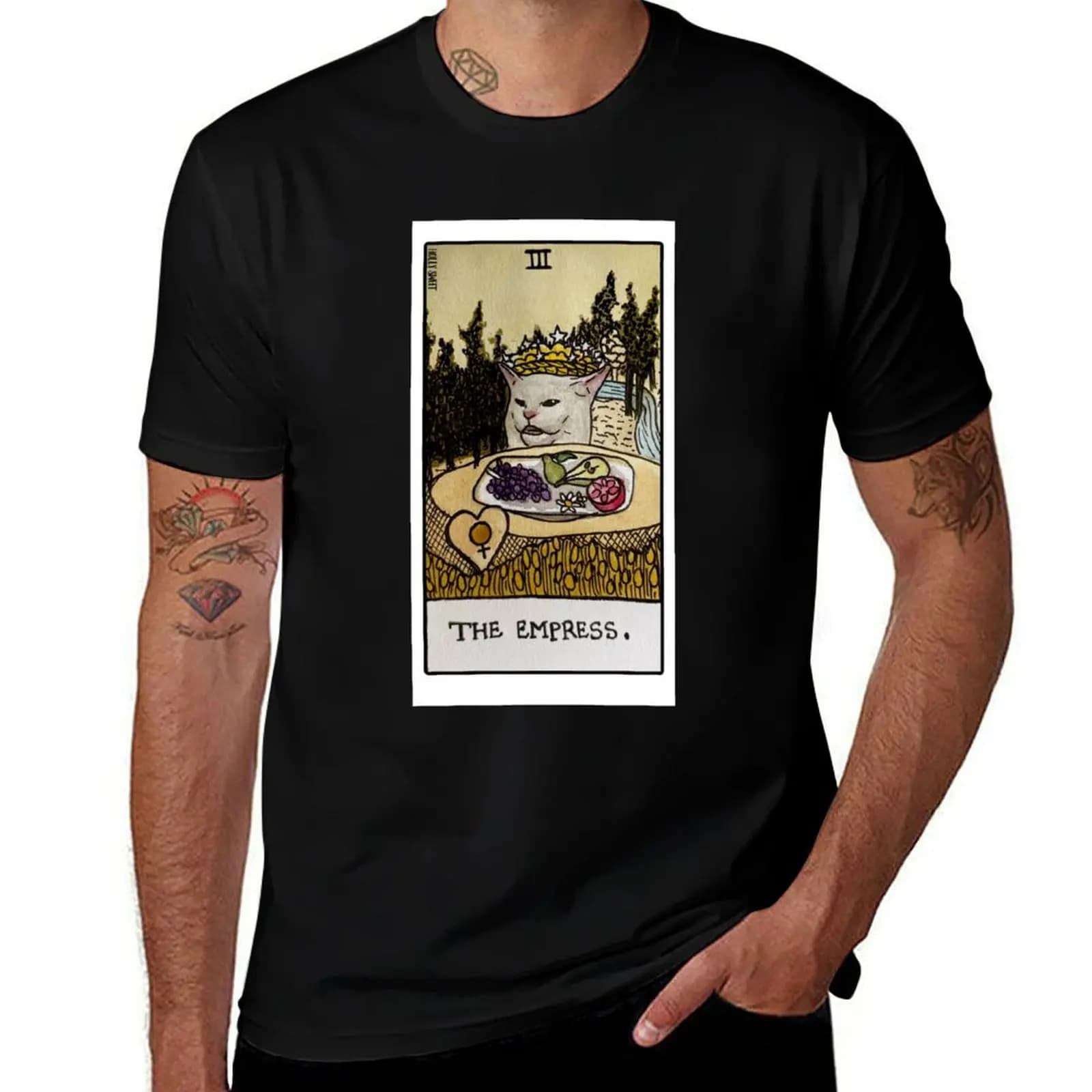 The Empress smudge the cat tarot card T-Shirt Mechanic Work Tee Shirt