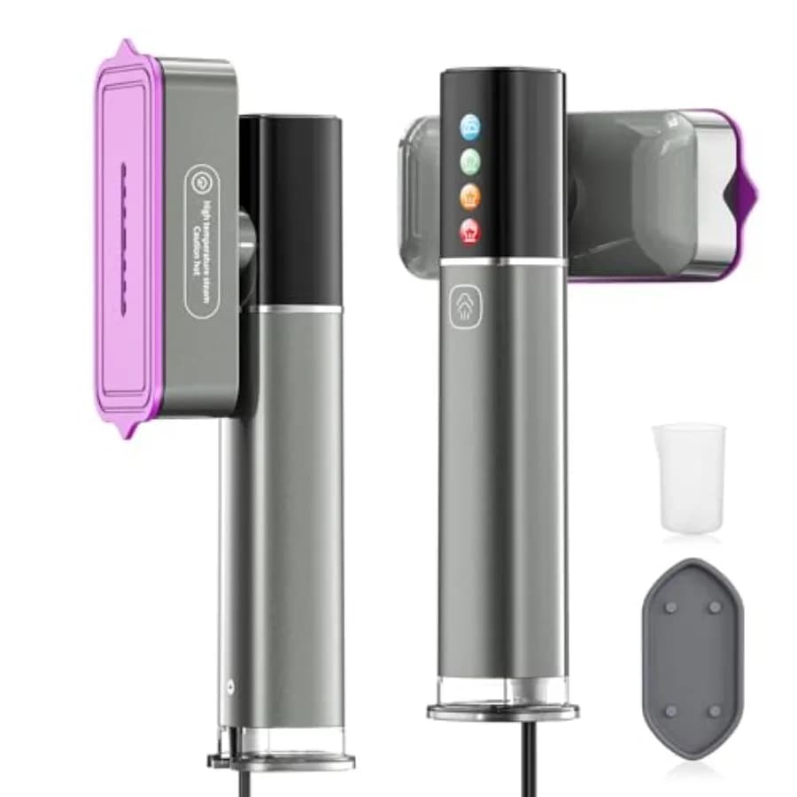 Vaporizzatore da Viaggio per Vestiti 2-in-1, Stiratore a Vapore Portatile 1200W, Riscaldamento Rapido 15S, Display LED, 4 Livelli di Vapore Regolabili