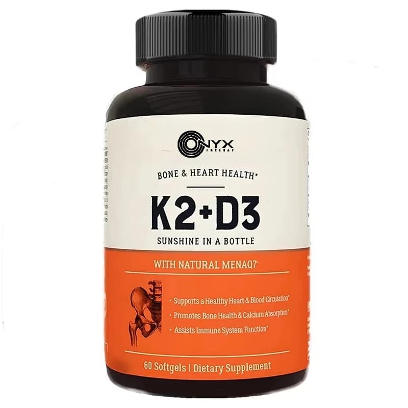 Vitamina K2 MK7 con integratore D3 | Supporto per la salute delle ossa e del cuore 5000 IU -60 capsule molli vegetariane