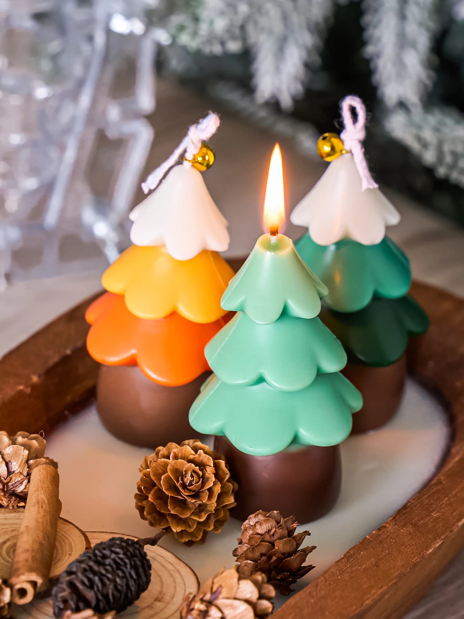 Candela per albero di Natale Stampo acrilico Albero di Natale fai da te Candela per aromaterapia Sapone fatto a mano Stampi acrilici facili da sformare Decorazioni per la casa