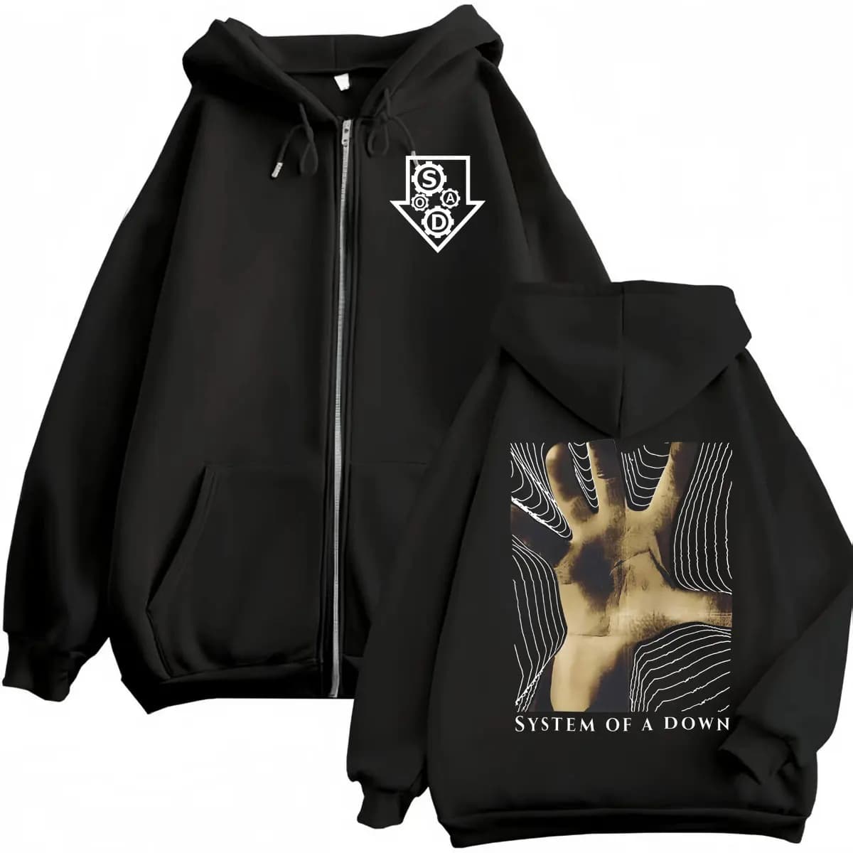 Felpe con cappuccio con cerniera grafica System of A Down Album Harajuku Rock Pop Music Felpe con zip Pullover larghi casual alla moda unisex