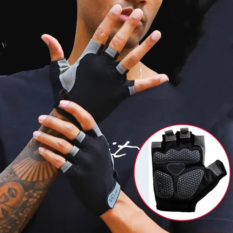 Guanti sportivi senza dita per allenamento fitness, ciclismo, bodybuilding, antiscivolo e traspiranti, per uomo e donna
