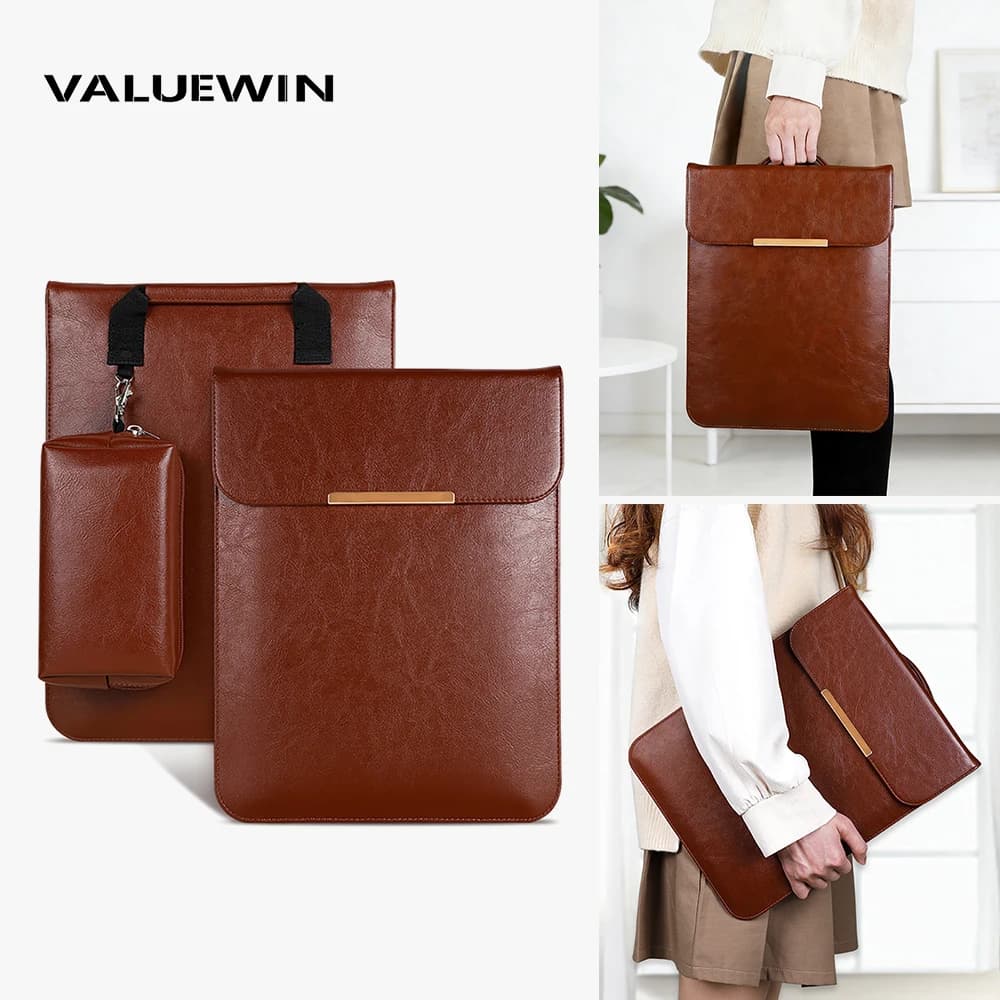 Borsa per laptop da 13 pollici per Macbook 13, custodia in pelle PU per laptop, borsa per Surface Pro4/5/6/7/X, borsa sottile per computer con tasca portaoggetti