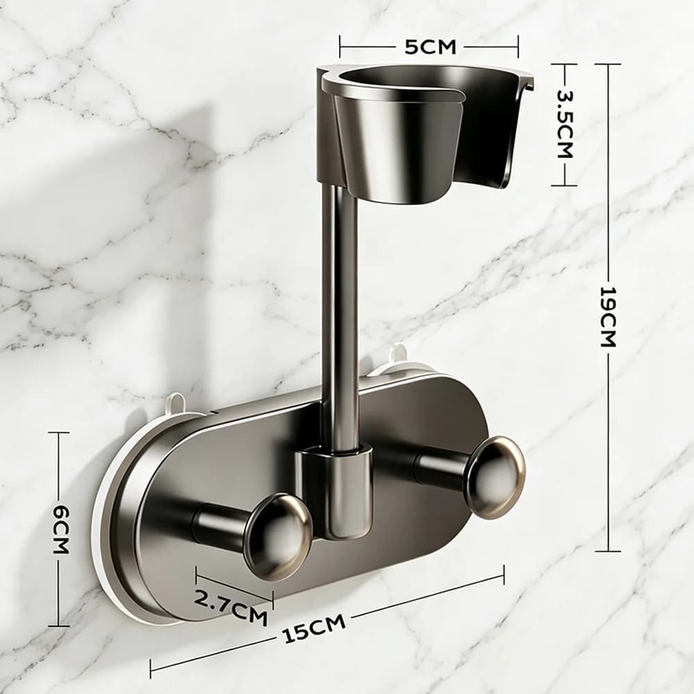 ABS Hair Dryer Stand with Suction Cup Mount for Bathroom Use Designed to Resist Moisture and Maintain Grip Over Time