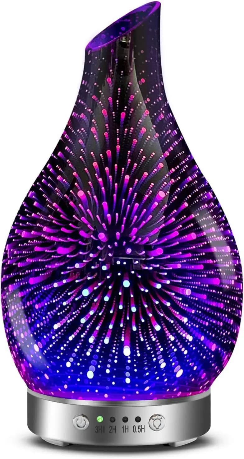Nuovo Diffusore di Oli Essenziali 2026, Diffusore Aromaterapico Ultrasonico 3D in Vetro, Spegnimento Automatico, Impostazione Timer