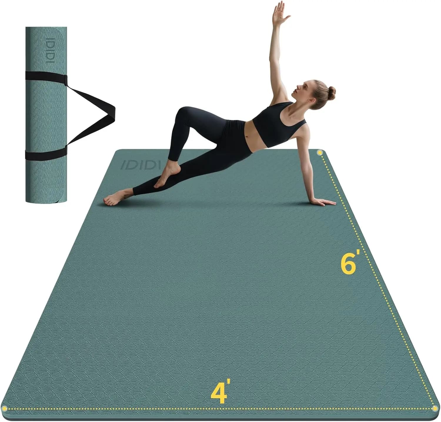 Tappetino Yoga Extra Large 6x4 ft, Antiscivolo 0.32''/0.4'' di Spessore, Tappetino Ecologico per Allenamento, per Uomini e Donne, Yoga e Pilates a Casa