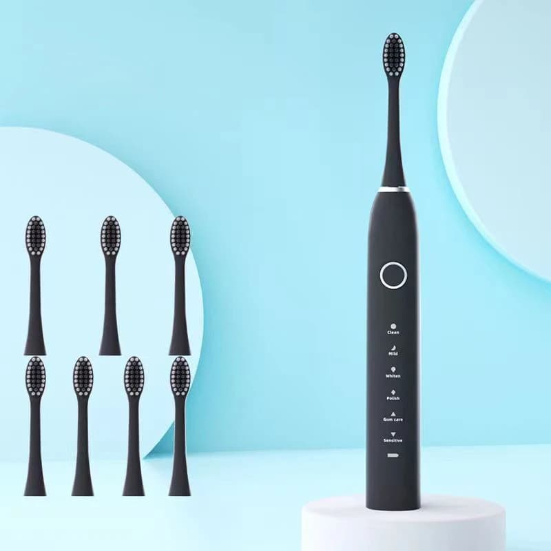 6 Mode Rechargeable Sonic Electric Toothbrush with Adult USB Ultrasonic Brush with 4/8 IPX7 Intelligent Timer Spare Heads