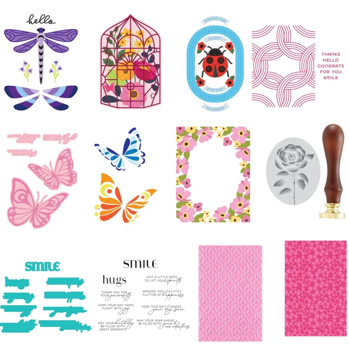 Fiore di primavera Farfalla Gragonfly Metallo Fustelle Hot Foil Wax Stamper Stencil Fai da te Creazione di carte Scrapbook Album di carta in rilievo