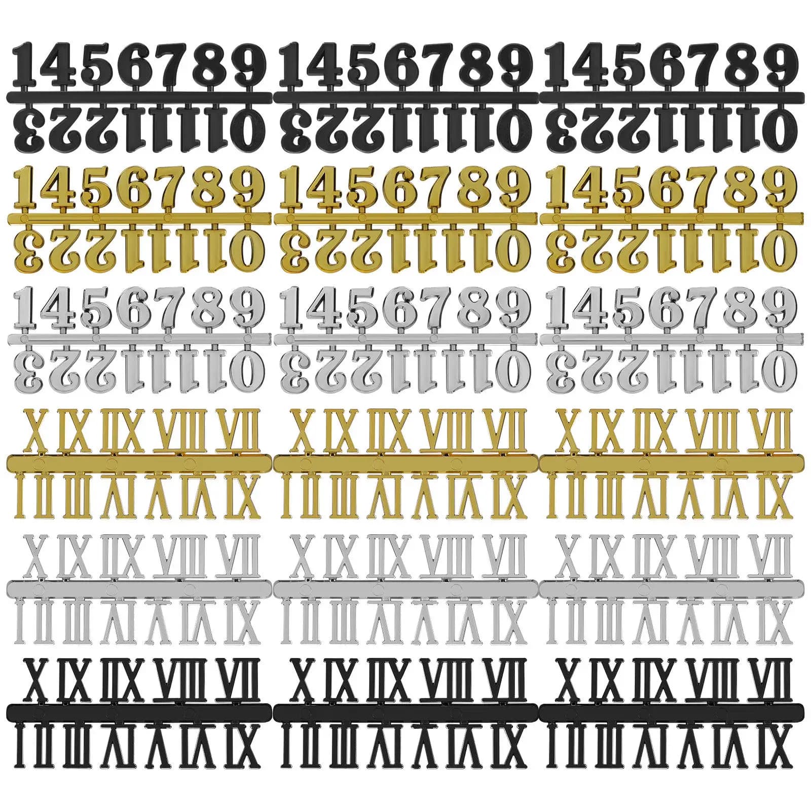 Kit di 18 Numeri per Orologio, Set di Numeri Arabi e Romani Fai-da-Te per Decorazione Casa e Ufficio