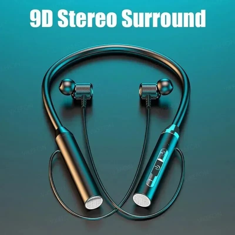 Bluetooth 5.0 Wireless Headphones with Silicone Hifi 9D Stereo Headphones Halter Waterproof Magnetic Headphones