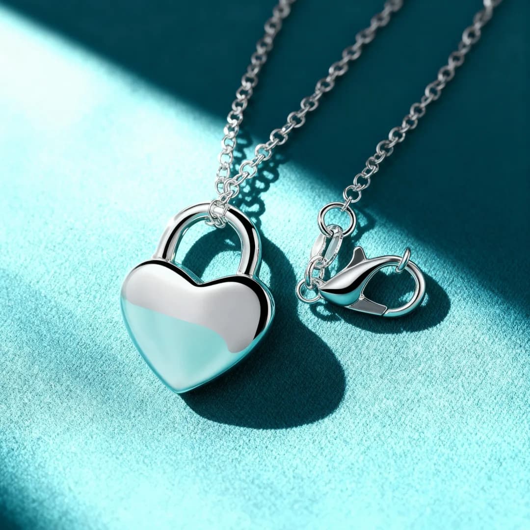 Nuova Collana con Lucchetto a Cuore in Argento Sterling 925 per Donne, Gioielli alla Moda per Feste, Regali per San Valentino, Accessori Boutique