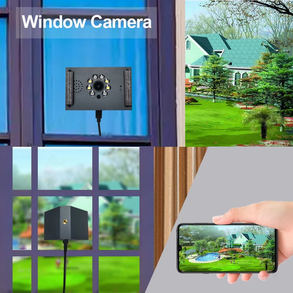 Telecamera intelligente da 6 MP Wifi Sicurezza domestica Tuya Smart Life Telecamera per finestra in vetro Connessione Bluetooth Visione notturna a colori Facile installazione