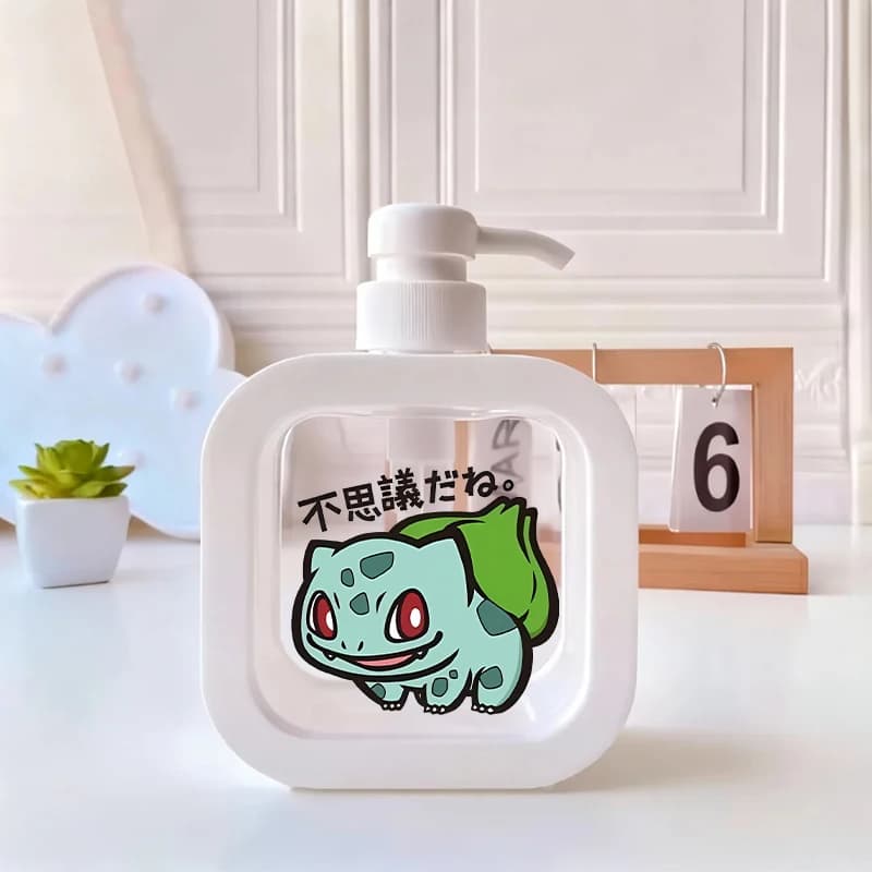 Dispenser di Sapone Pokemoned Bianco, Erogatore di Lozione Liquida, Dispenser di Sapone Ricaricabile, Bottiglia per Shampoo in Plastica